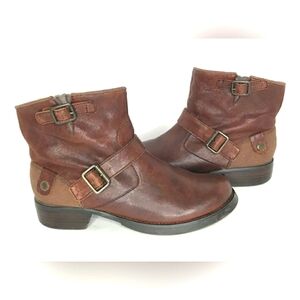 London Underground Y2K Vintage Rust Brown Ankle Boots Buckle